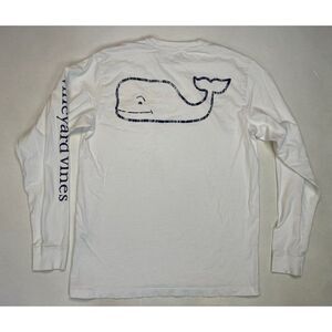 Vineyard Vines Graphic Pocket T-shirt Men Small White Long Sleeve